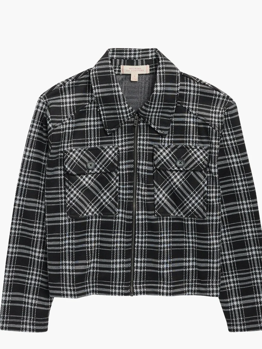 NWT Kids Black & White Plaid Zip-Front Jacket